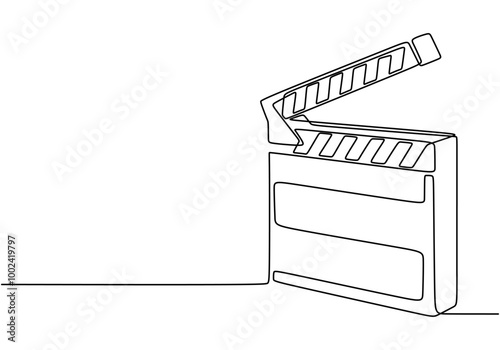 One line drawing of a film clapperboard. Captures the spirit of cinema in a clean design.