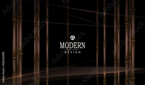 A magnificent composition with an abstract podium and bamboo branches.