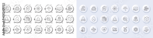 Accounting, 5g technology and Meditation eye line icons. White pin 3d buttons, chat bubbles icons. Pack of Save planet, Nasal test, Report statistics icon. Vector