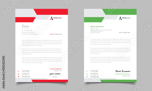 Green And Red Modern Business Letterhead Simple Clean Template Design