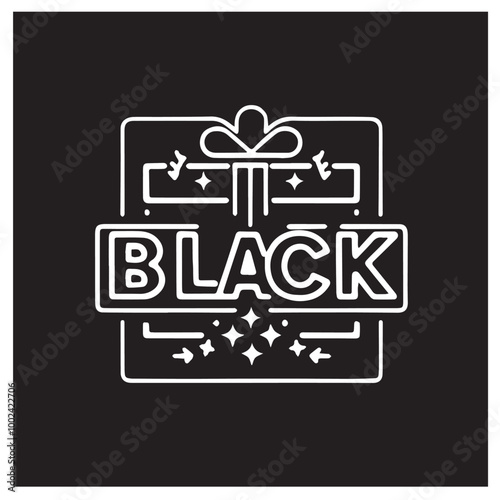 Black friday neon logo black vector black color silhouette white color background