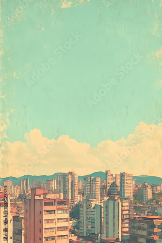 Cuman, Venezuela, color pen pencil hand-drawn effect drawing illustration for travel poster, card, wallpaper, backdrop or banner. Modern, clear, artistic and simple photo