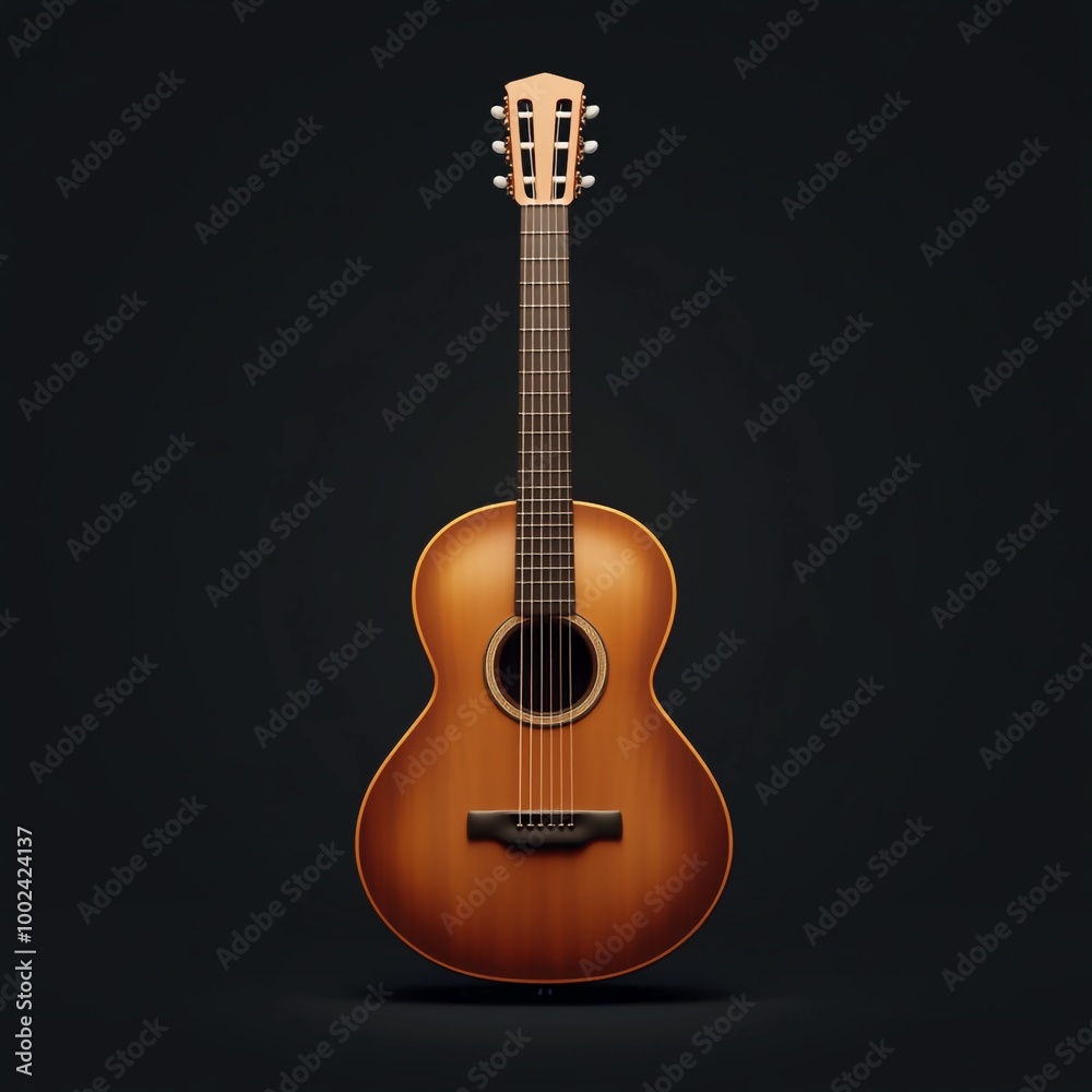 Obraz premium 3D Guitar Icon: Musical Instrument Illustration Logo