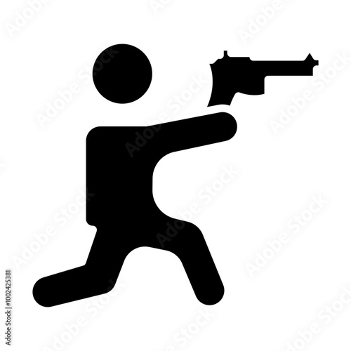 Shooting in sitting position icon style