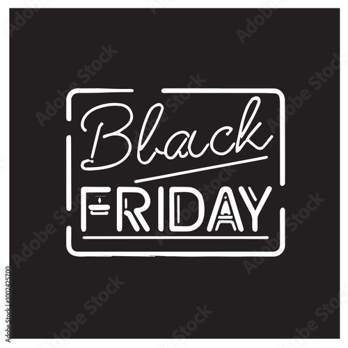 Black friday neon logo black vector black color silhouette white color background