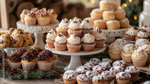 A delicious assortment of cookies on a grey table, emphasizing their rich, chocolatey flavor and gourmet appeal photo