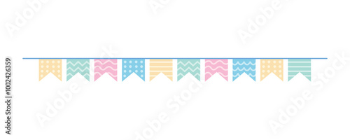 Pastel colors garland with flags for party decoration