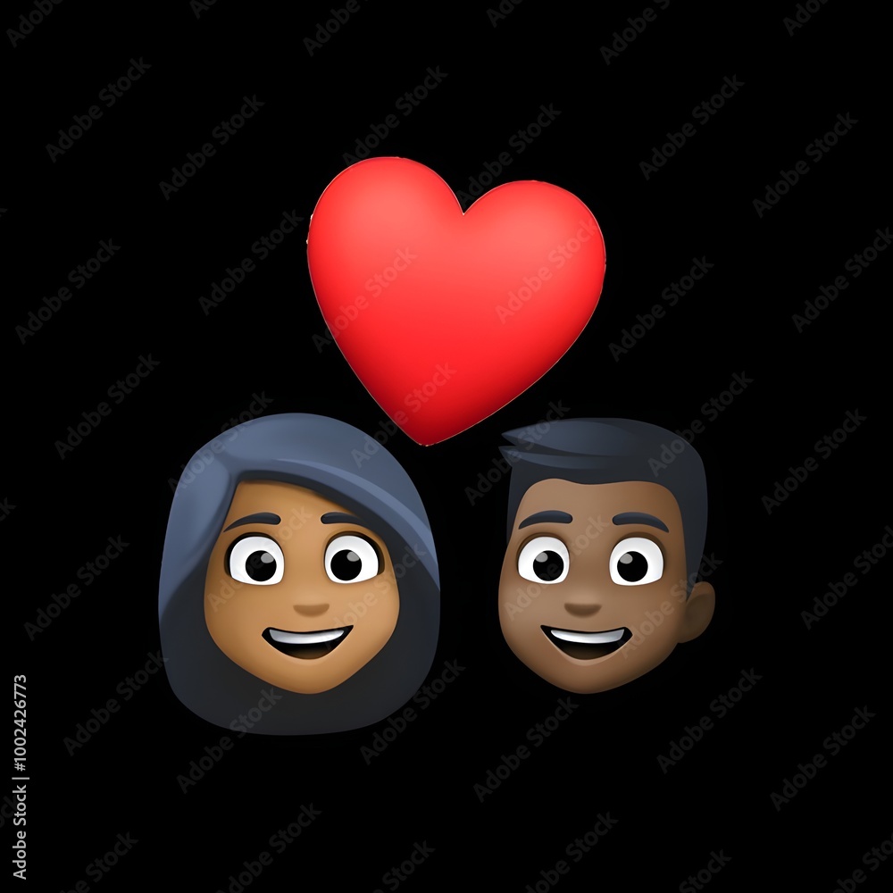 Fototapeta premium Couple with Heart Emoji 