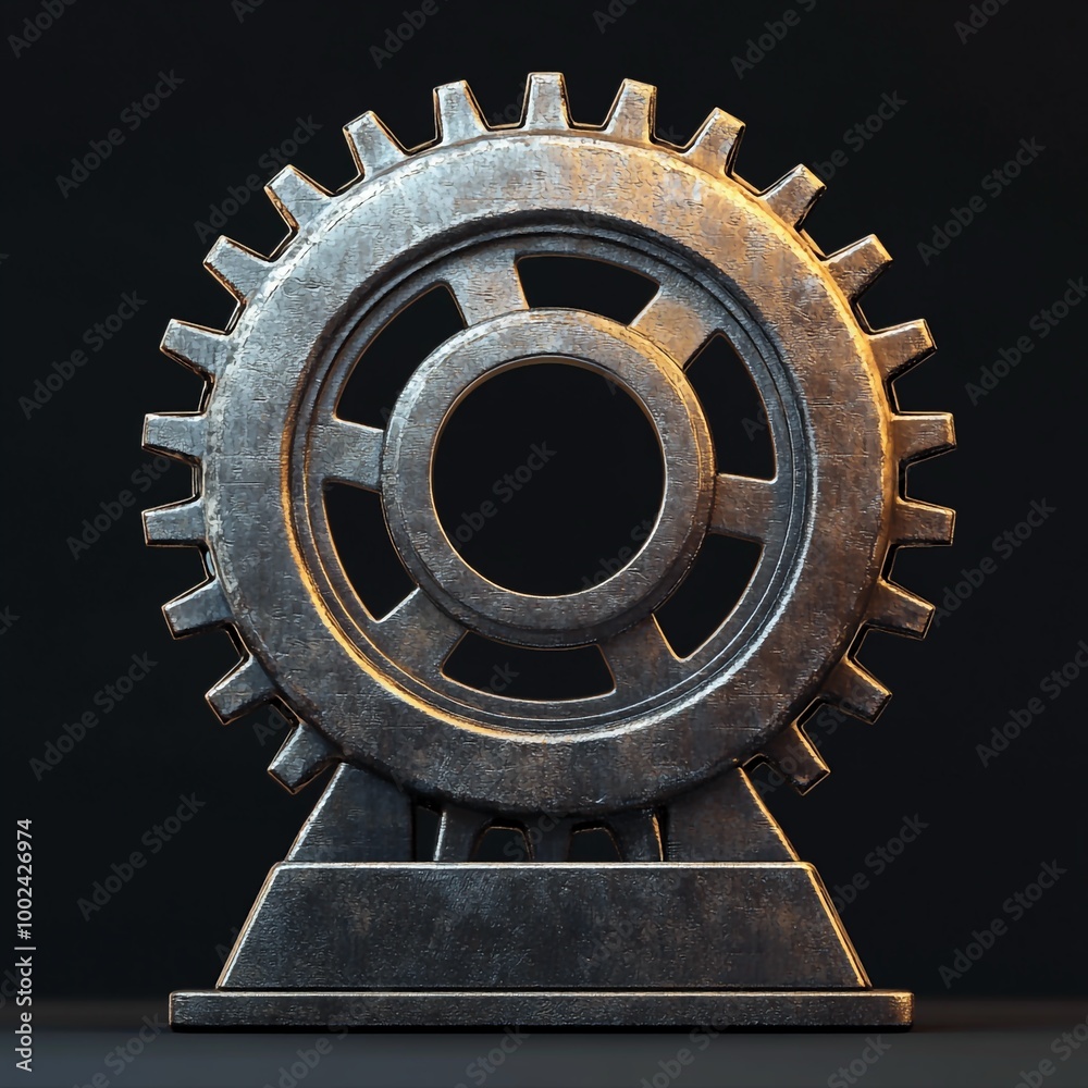3D Industrial Gear Icon: Machinery Component Illustration Logo