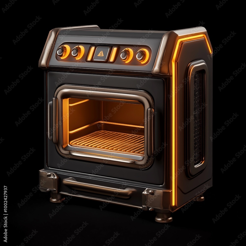 Obraz premium 3D Industrial Oven Icon: High Capacity Cooking Illustration Logo