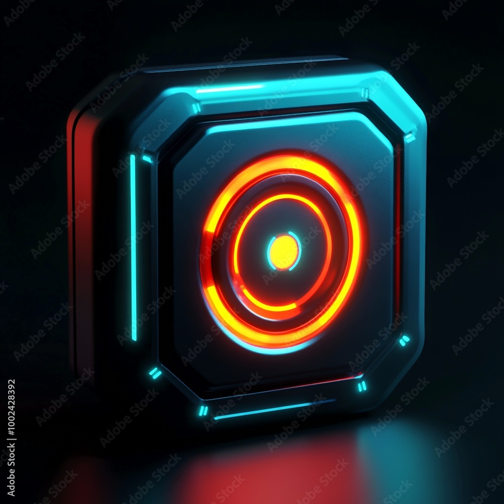 Fototapeta premium 3D Intrusion Detection Icon: Security Monitoring Illustration Logo