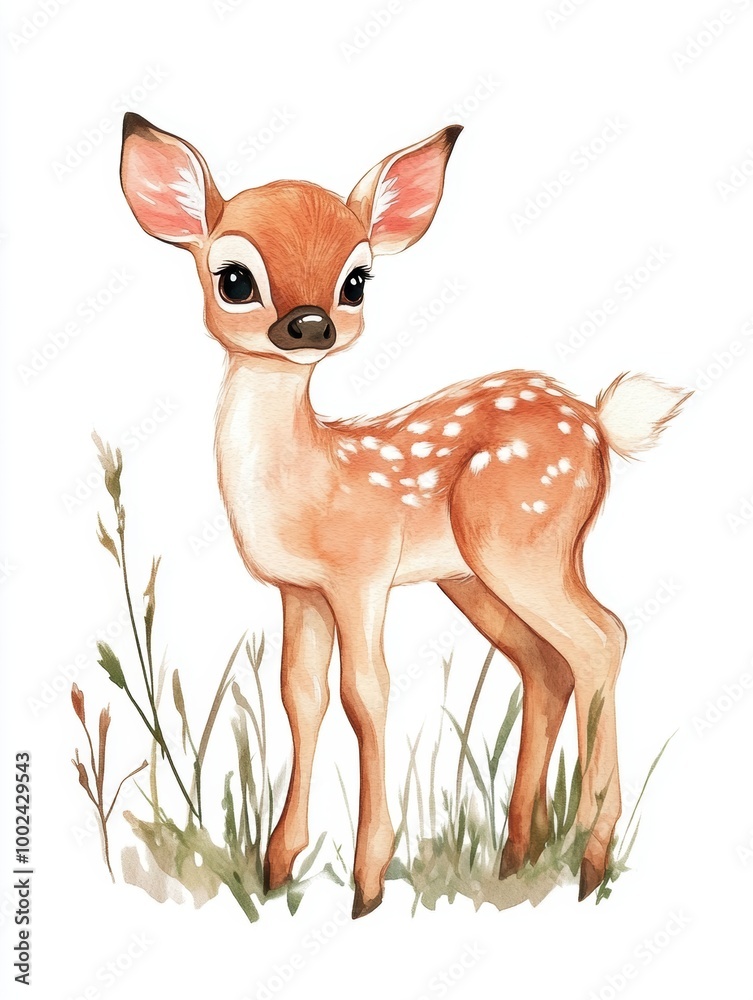 Cute Watercolor Deer. Cute Watercolor Deer.