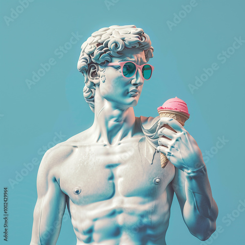 Ancient Statue with ice cream cone