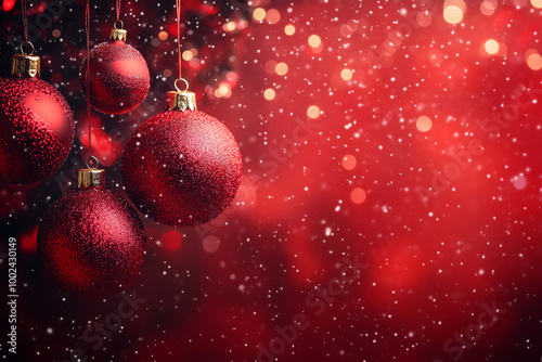 Christmas card with red baubles and copyspace copy space created with generative ai photo