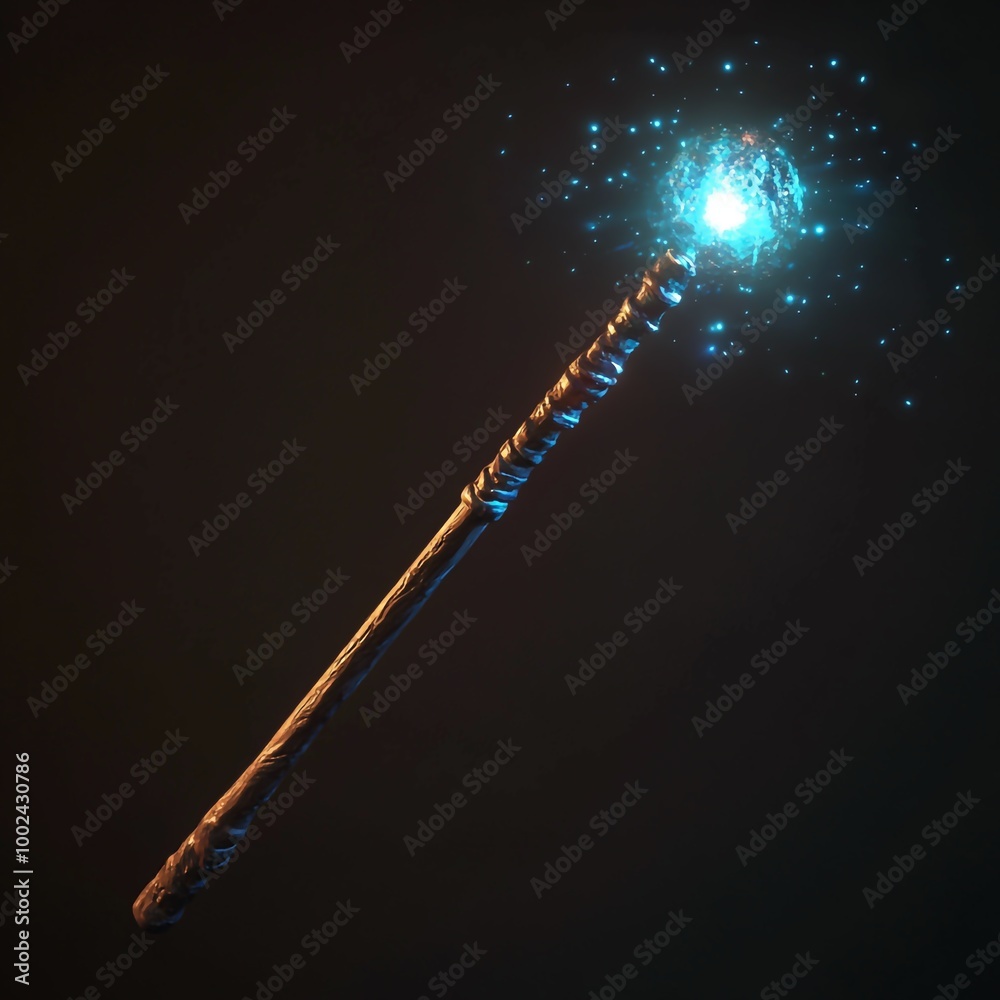 Fototapeta premium 3D Magic Wand Icon: Spell Casting Tool Illustration Logo