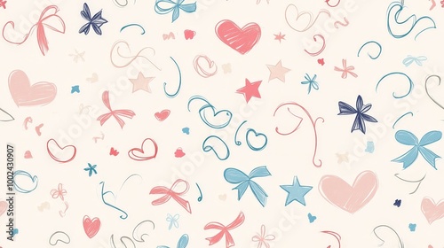 A colorful background with many hearts and stars