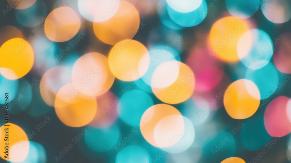 Fototapeta premium Brightly colored bokeh light circles create a whimsical ambiance, enhancing a joyful gathering at night