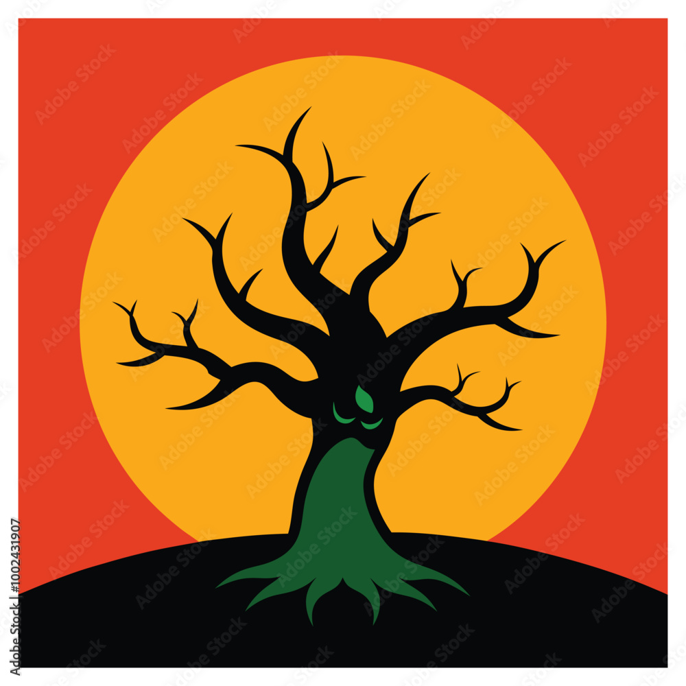 Halloween tree vector art illustration