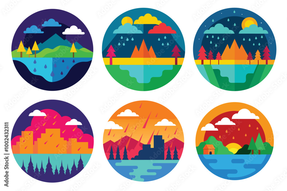 Vibrant monsoon rain or urban view with rain effects vector illustration Vibrant monsoon rain or urban view with rain effects vector illustration