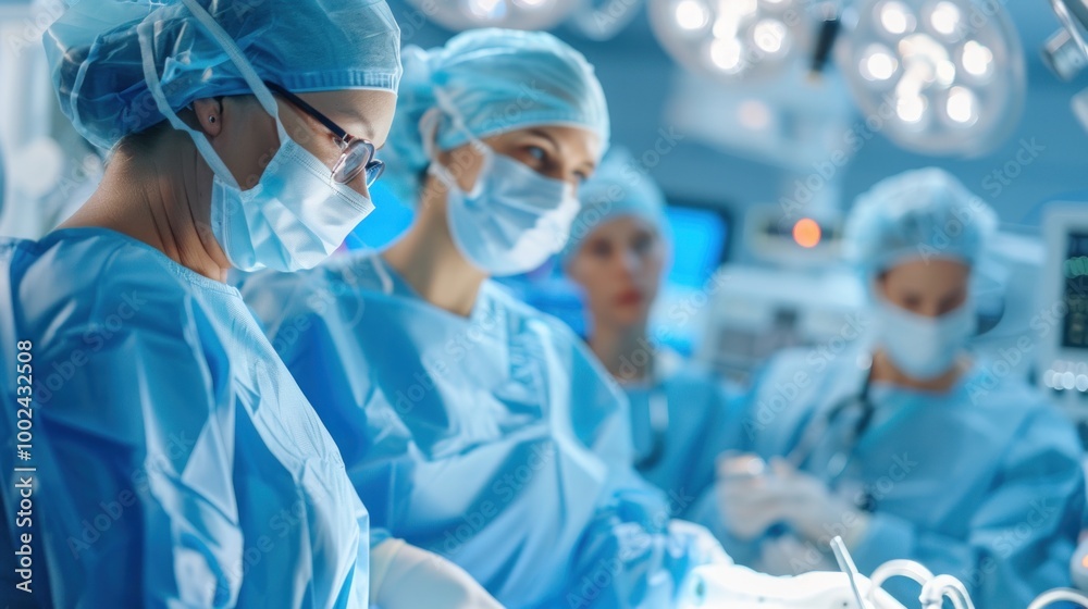 Team of surgeons performing surgery in a modern operating room Team of surgeons performing surgery in a modern operating room