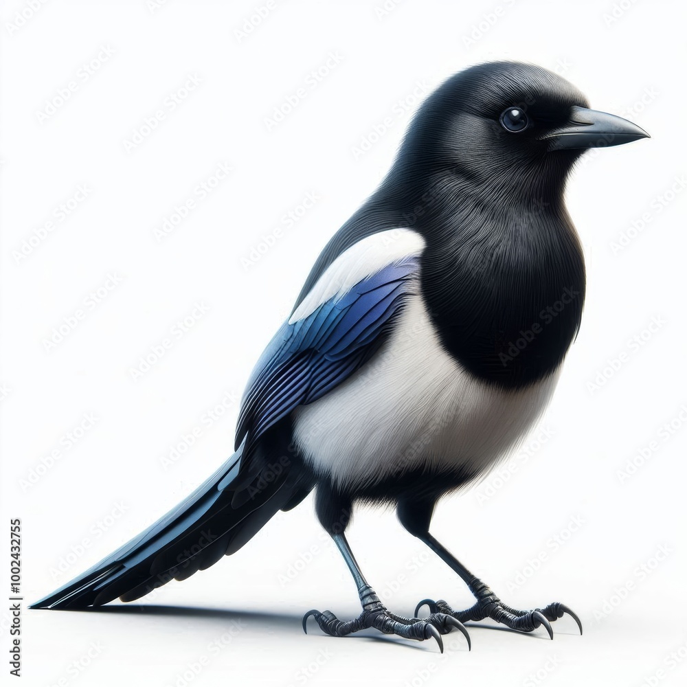Fototapeta premium magpie on a white background