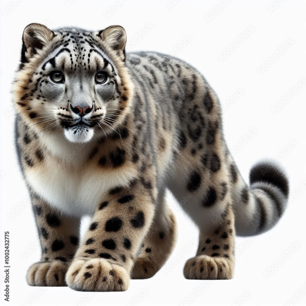 Fototapeta premium snow leopard on a white background