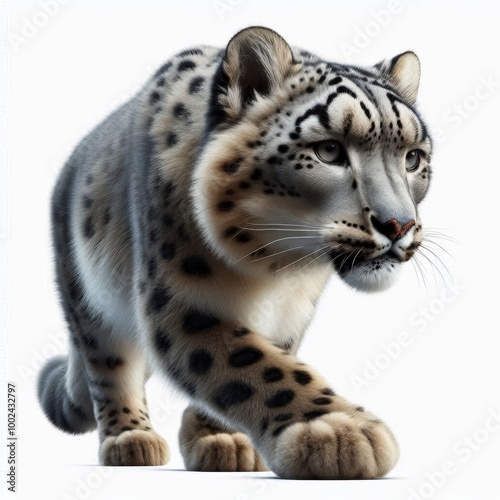 snow leopard on a white background