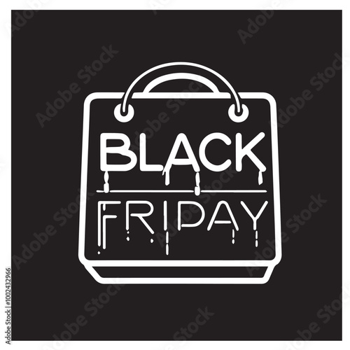 Black friday neon logo black vector black color silhouette white color background