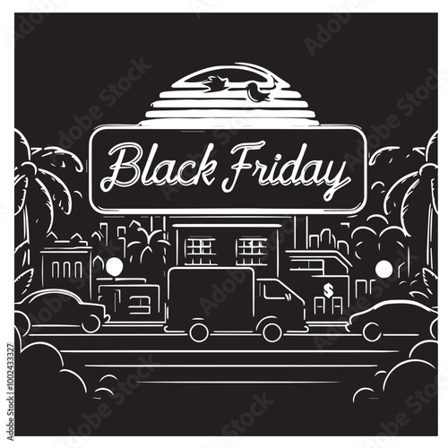Black friday neon logo black vector black color silhouette white color background