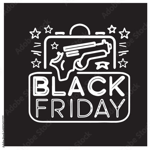 Black friday neon logo black vector black color silhouette white color background