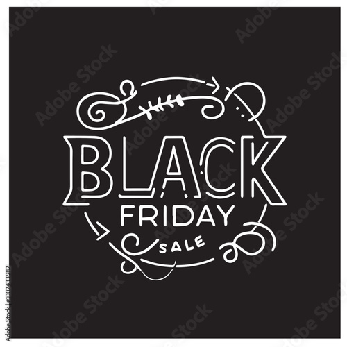 Black friday neon logo black vector black color silhouette white color background