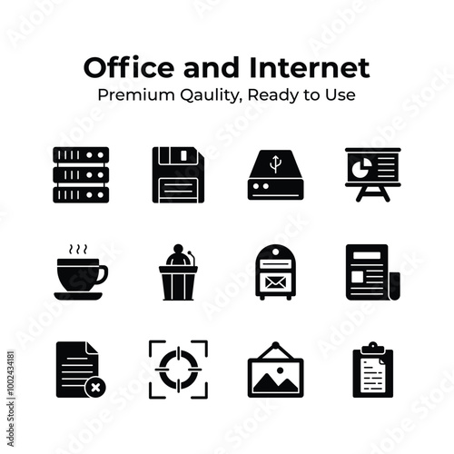 Office and internet icons collection in trendy design style