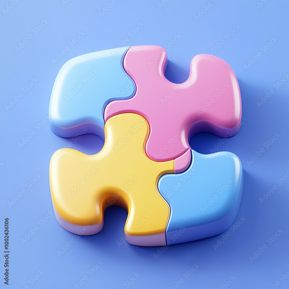 3D Puzzle Icon: Brain Teasing Challenge Illustration Logo 3D Puzzle Icon: Brain Teasing Challenge Illustration Logo