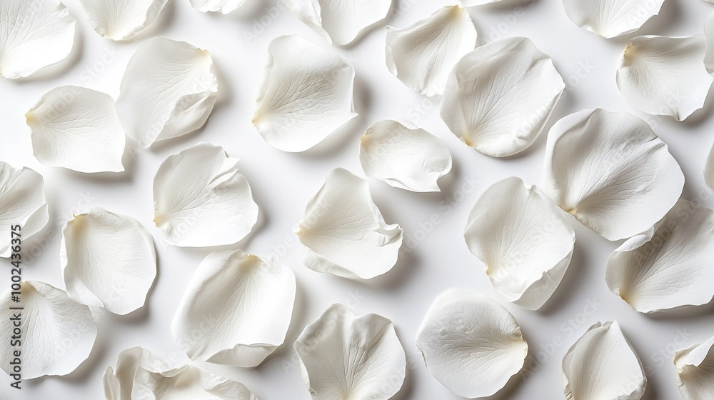 A single white flower sits atop a field of white petals A single white flower sits atop a field of white petals