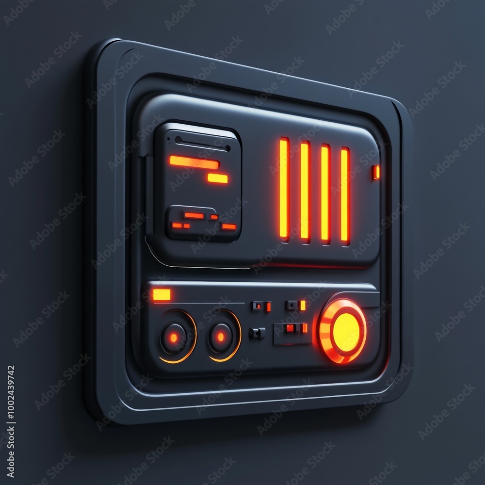 Obraz premium 3D Security System Panel Icon: Control Center Interface Illustration Logo