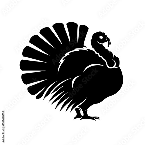 Monochrome turkey bird icon on white background.