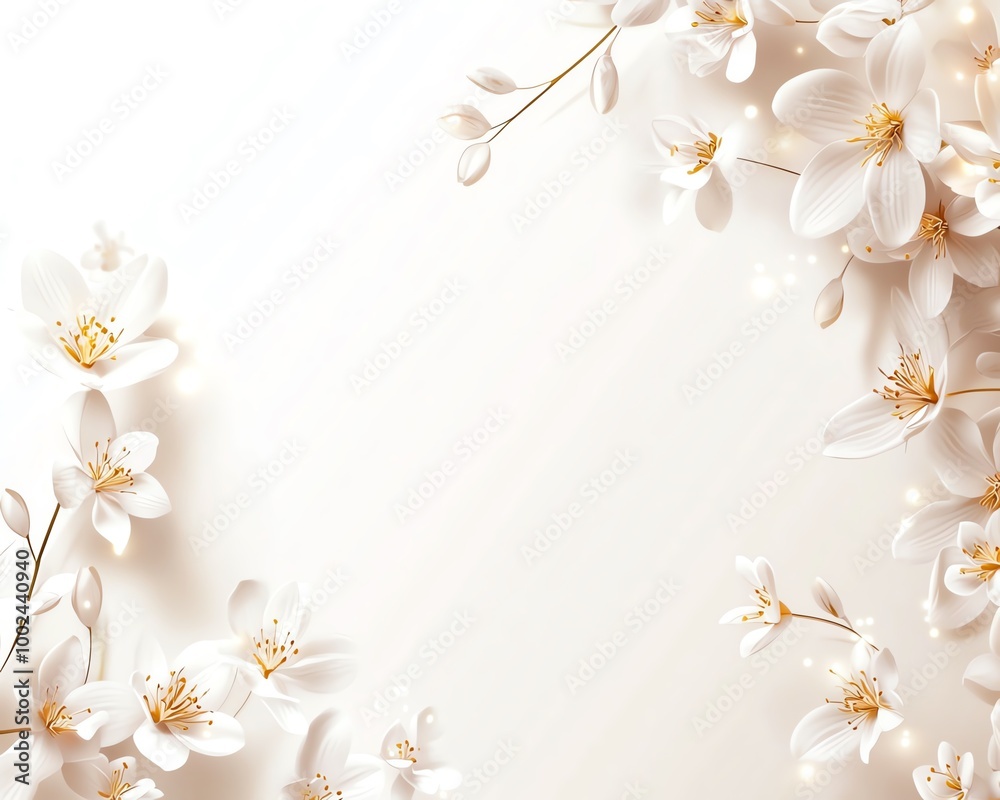 Elegant white flowers on a soft background, perfect for wedding invitations, greeting cards, or spring-themed designs and decorations. Elegant white flowers on a soft background, perfect for wedding invitations, greeting cards, or spring-themed designs and decorations.
