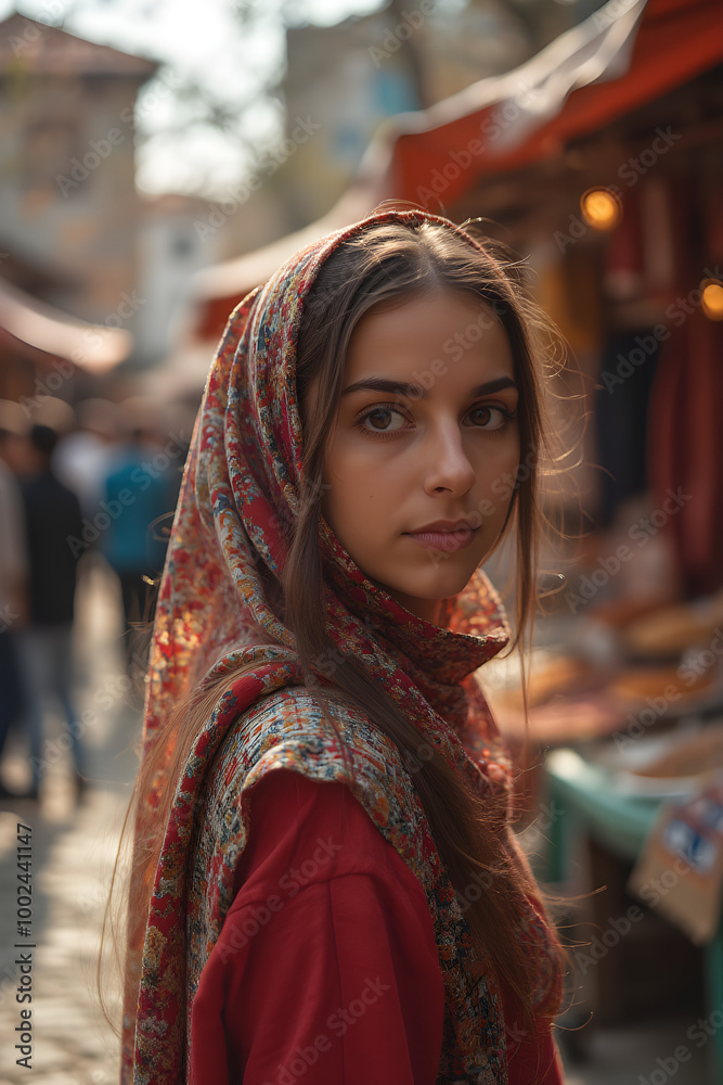 portrait of a young girl on the street of Istanbul portrait of a young girl on the street of Istanbul