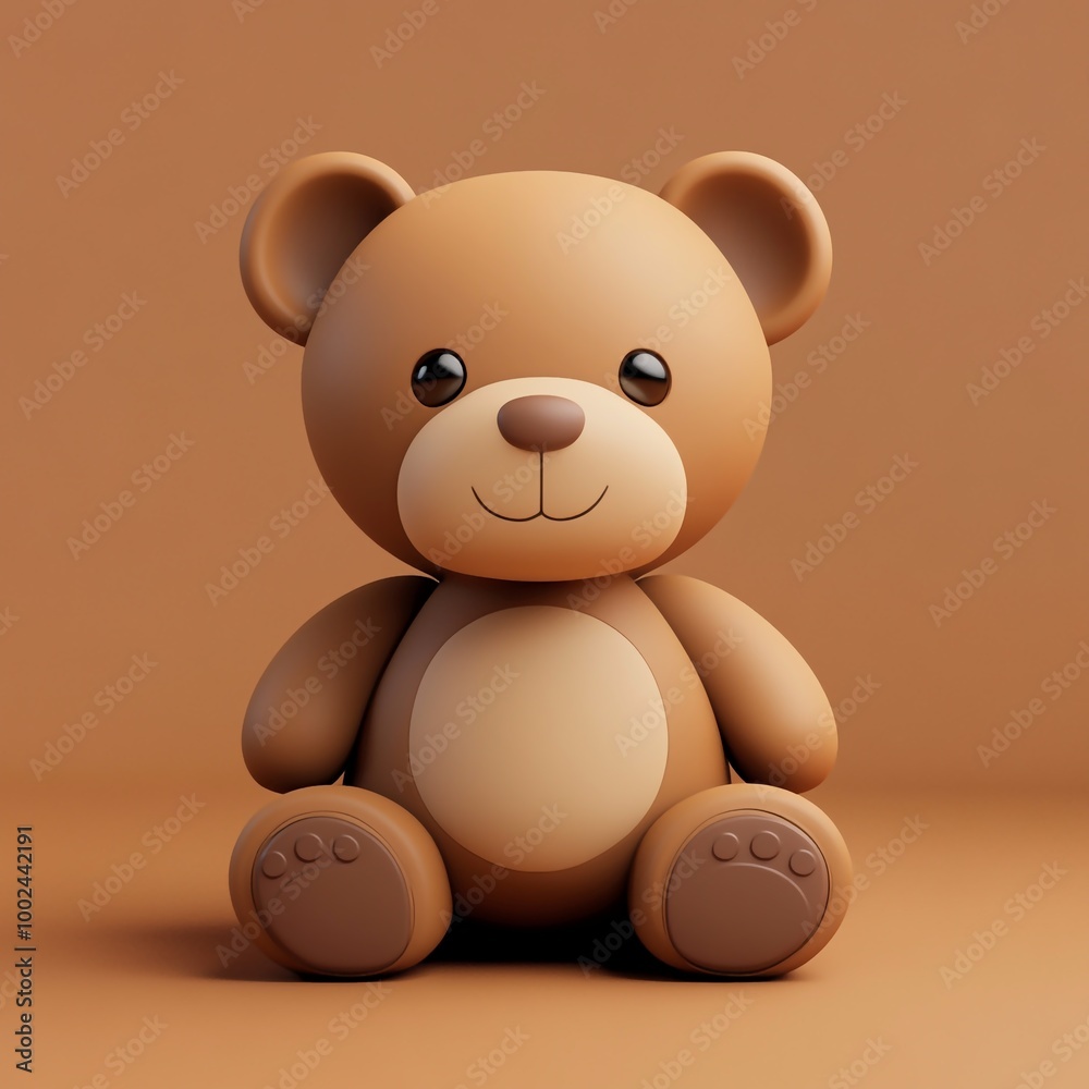 Fototapeta premium 3D Teddy Bear Icon: Classic Soft Toy for Comfort Illustration Logo