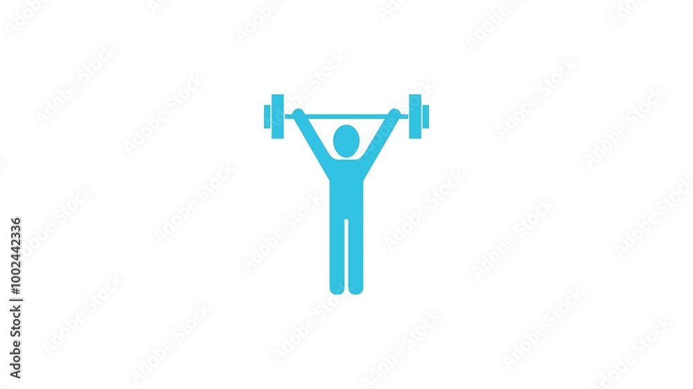 Physical weightlifting gym shape icon cyan color animation on white background Physical weightlifting gym shape icon cyan color animation on white background
