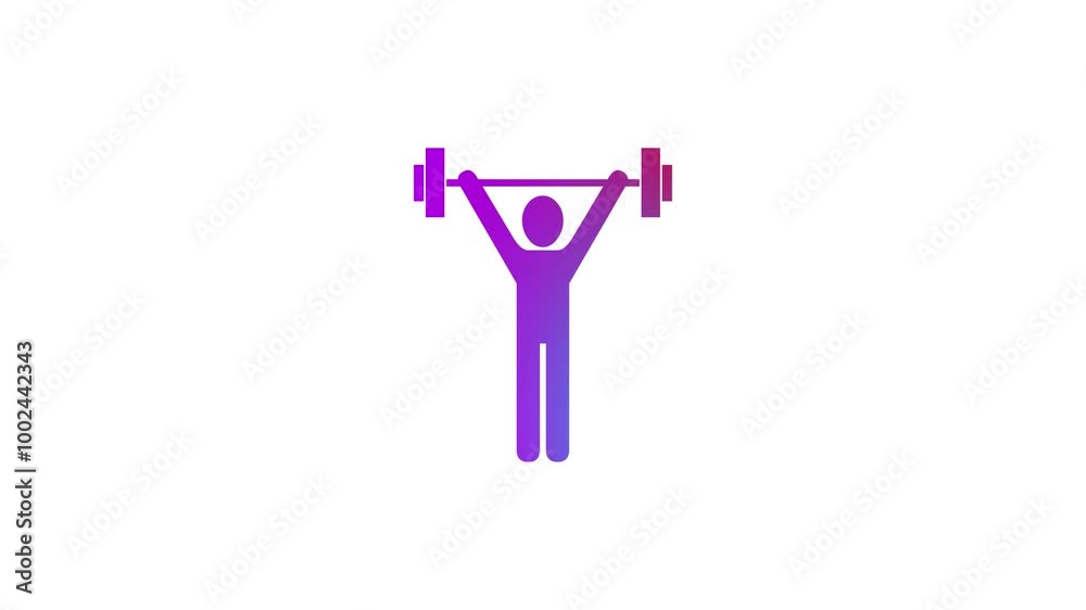 Physical weightlifting gym shape icon gradient animation on white background Physical weightlifting gym shape icon gradient animation on white background