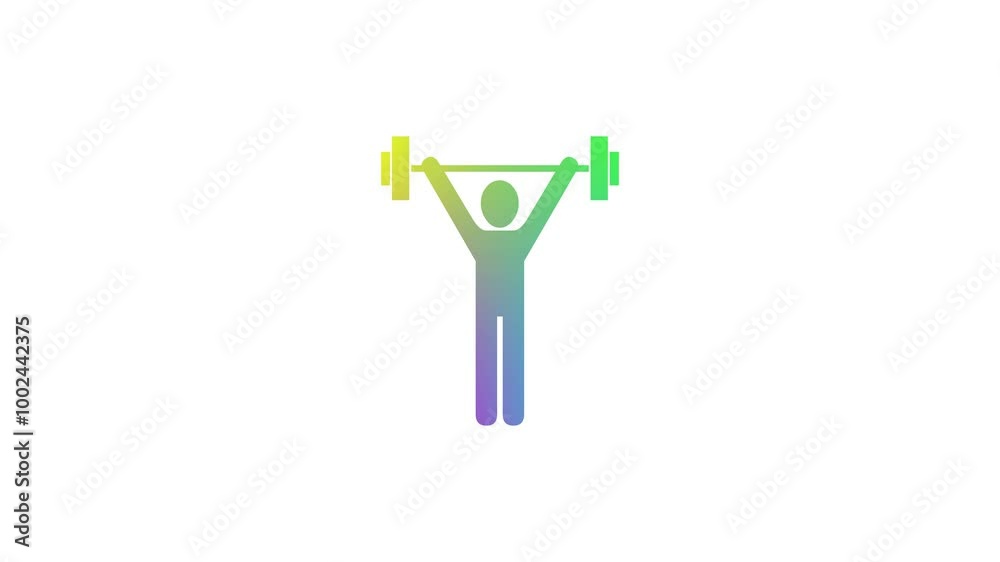Physical weightlifting gym shape icon gradient color animation Physical weightlifting gym shape icon gradient color animation