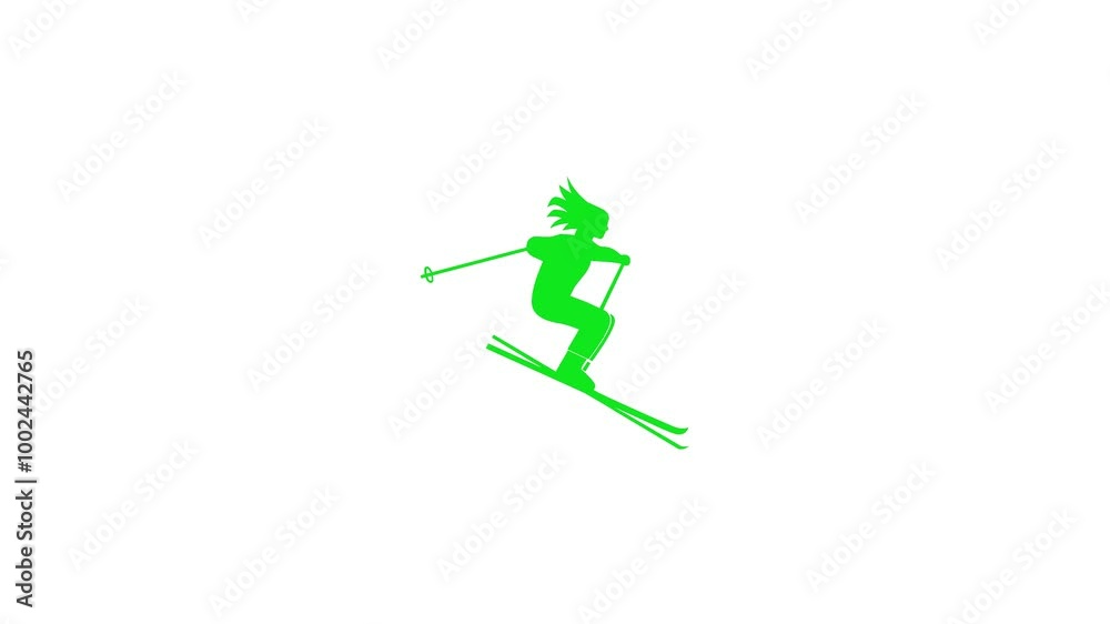 Skiing people shape icon animation on white background, running person silhouette Skiing people shape icon animation on white background, running person silhouette