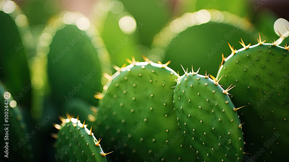 A close-up of a cactus with sharp spines, highlighting the texture of the green skin and the contrast between the soft background and the prickly surface. Suitable for high-quality printing. A close-up of a cactus with sharp spines, highlighting the texture of the green skin and the contrast between the soft background and the prickly surface. Suitable for high-quality printing.