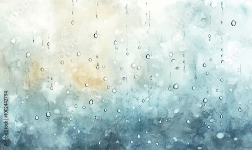 Watercolor Background with Raindrops light watercolor raindrops on a background of muted gray and blue tones, conveying the mood of a cool autumn day