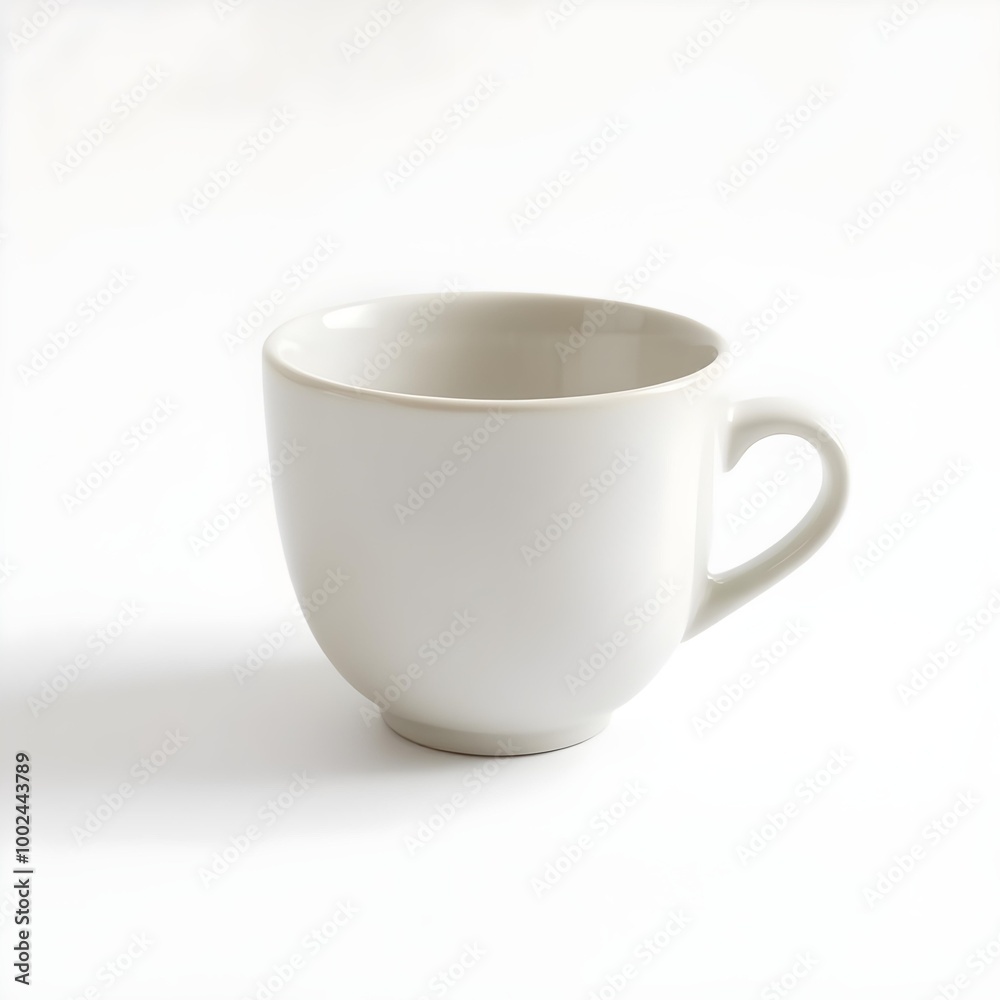 A sleek, minimalist ceramic cup with a smooth, glossy finish, sitting on a clean white background A sleek, minimalist ceramic cup with a smooth, glossy finish, sitting on a clean white background