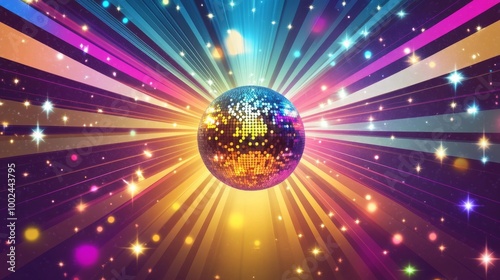 Glamorous 70s Retro Banner with Dazzling Elements and Ample Copy Space