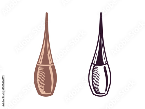 Doodle flat style liquid eyeliner, beauty cosmetic element, self care. Illustration for beauty salon, cosmetic store, makeup design. Doodle sketch style.
