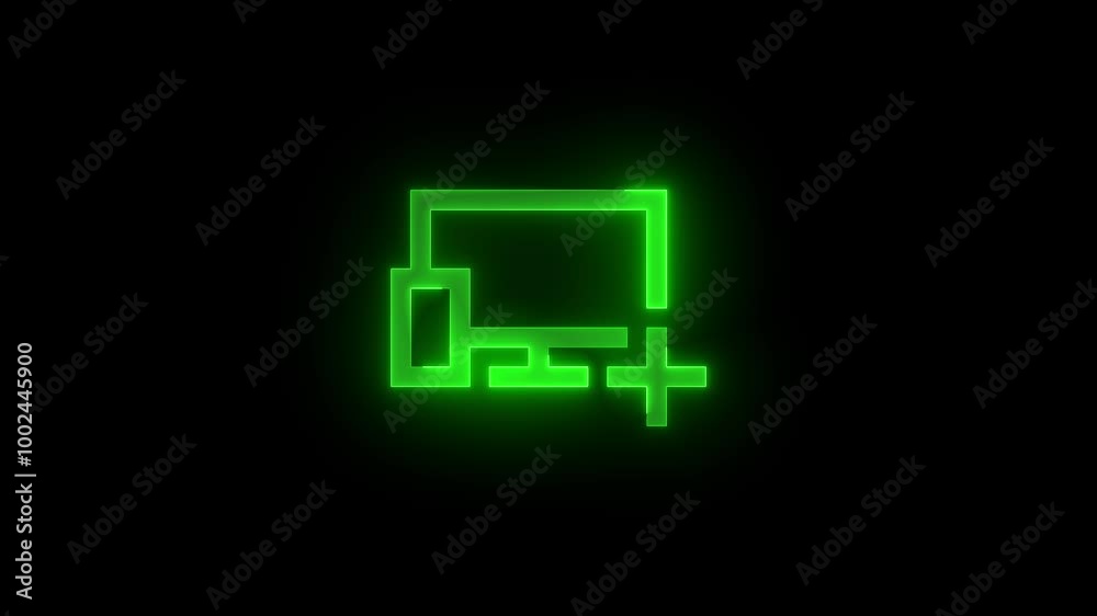 Add remote device icon glowing neon green color animation Add remote device icon glowing neon green color animation
