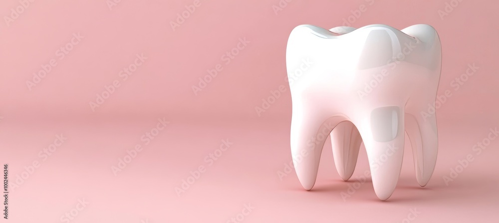 3D Render of a Single White Tooth Model on Pink Background, Perfect for Dental Advertising 3D Render of a Single White Tooth Model on Pink Background, Perfect for Dental Advertising